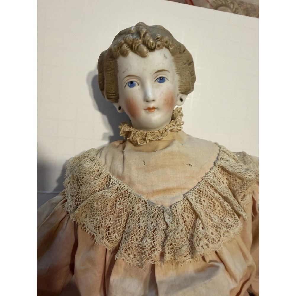 Antique Bisque China Head Doll W/Orig Body 21" - Picture 1 of 15